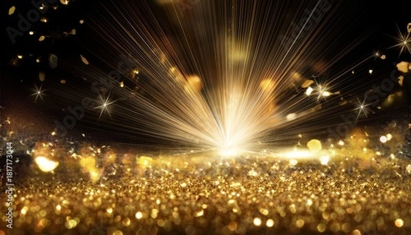 Fototapeta Png Golden Glittering Light Effect Sparkles On Festive Background With Shimmer Glow Magic Star Confetti Holiday Particle Flare Card Fantasy Illustration Celebration Bright Shine