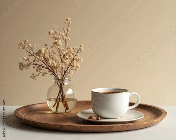 Obraz Coffee cup minimal decor creates a serene stilllife scene