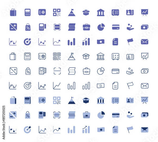 Obraz Business small vector icons set.