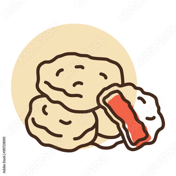 Obraz Fried Chicken Nuggets Minimalistic Flat Icon