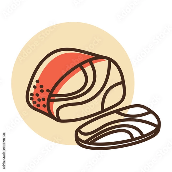 Obraz Pastirma Cured Meat Minimalistic Flat Icon