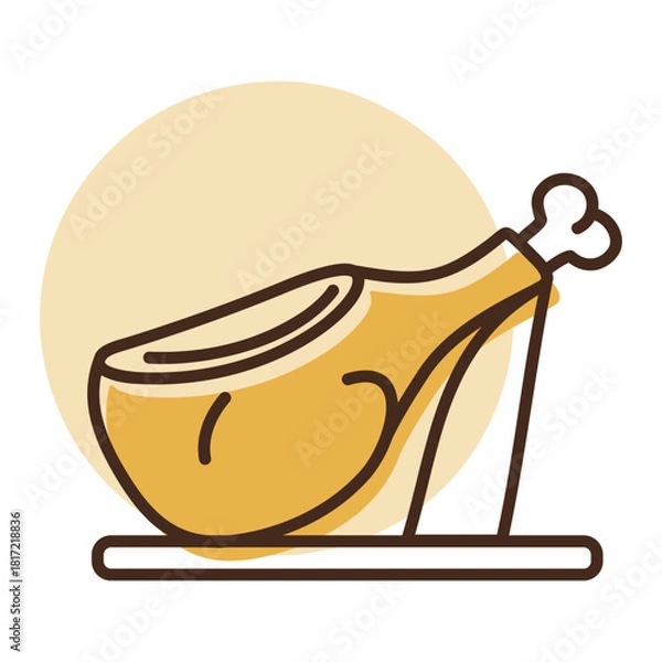 Obraz Jamon Cured Ham Minimal Flat Icon