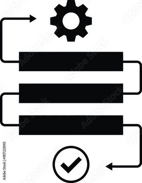 Obraz Workflow process system configuration with gear and check mark icon vector