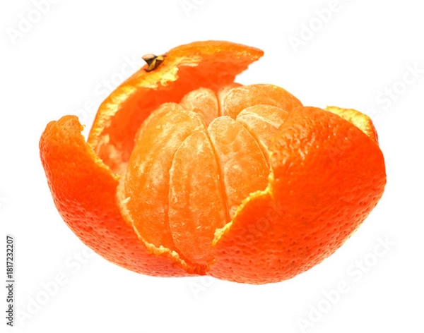 Obraz Open mandarin, orange citrus fruit isolated.