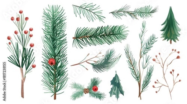 Obraz Pine_branch_Christmas_element_material