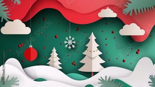 Obraz Paper-cut_style_Christmas_promotion_Banner