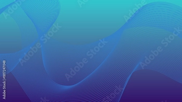 Obraz Abstract background with flowing blue lines and gradient from teal to dark blue color palette