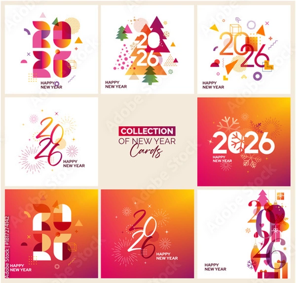Obraz Collection of New Year holiday cards.