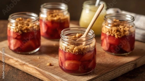 Obraz raspberry souffle dessert with oatmeal.