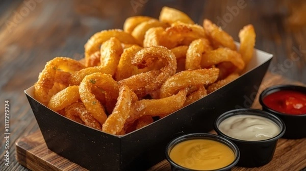 Obraz fried onion rings in breadcrumbs