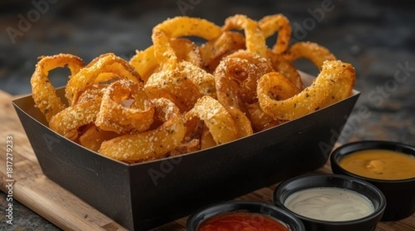 Obraz fried onion rings in breadcrumbs
