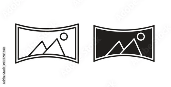 Fototapeta Panoramic icon with line and silhouette versions.