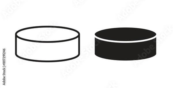 Fototapeta Hockey puck icon in doodle and stroke style.
