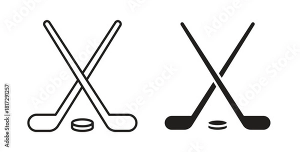 Fototapeta Hockey sticks icon in doodle and stroke style.