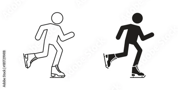 Fototapeta Ice skate icon in doodle and stroke style.
