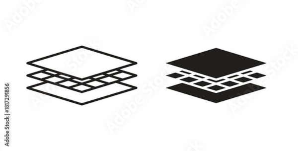 Fototapeta Land layers icon in doodle and stroke style.