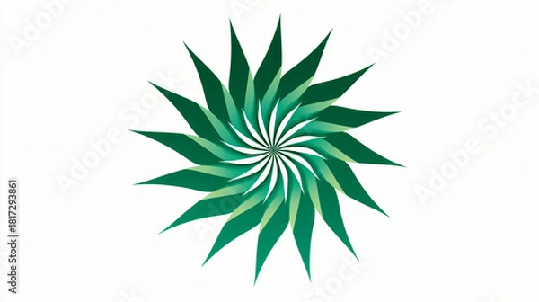 Fototapeta Abstract green spiral flower shape isolated on white background