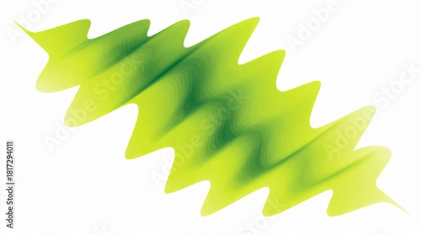 Fototapeta Abstract green wavy shape with gradient effect isolated on white background