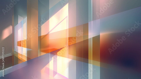 Obraz translucent layered shapes with soft light leaks