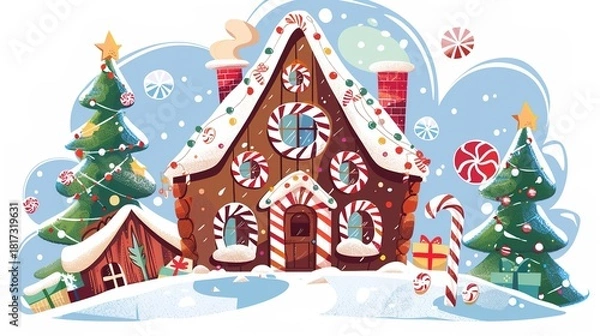 Obraz Christmas_candy_house_illustration