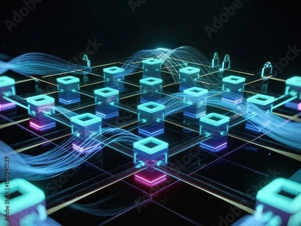 Fototapeta Quantum Cybersecurity: Post-Quantum Encryption Network