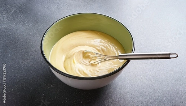 Fototapeta Mixing Bowl With Batter And Spoon N Baking Preparation On A Transparent Background