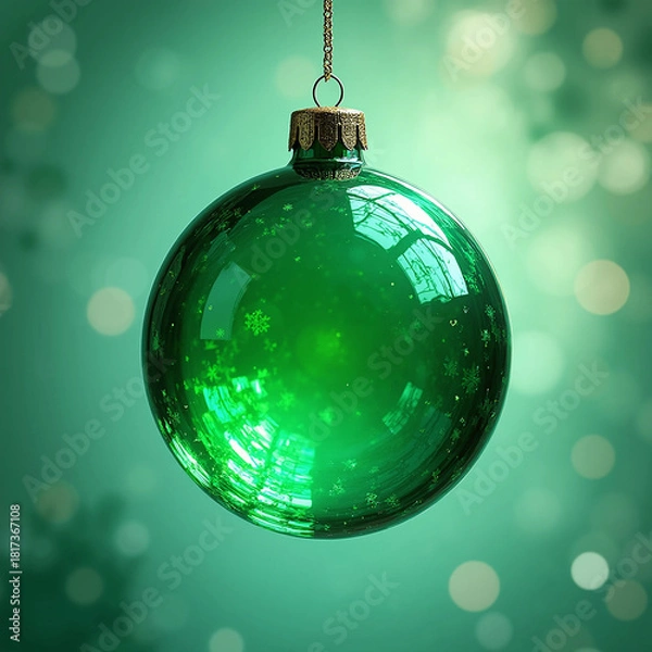 Obraz christmas ball on green background