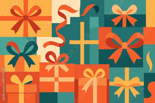 Obraz Illustration ribbons bows gift vector art composition emotion arranged take abstract simplicity