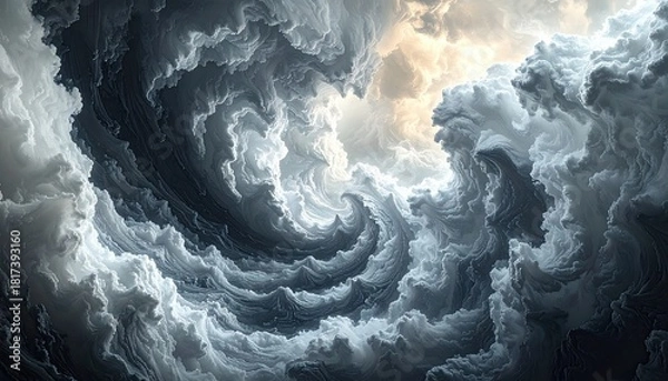 Obraz Dramatic Swirling Storm Clouds with Light Breaking Through.