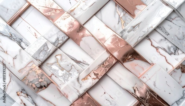 Obraz Elegant Marble and Rose Gold Weave Pattern Background.
