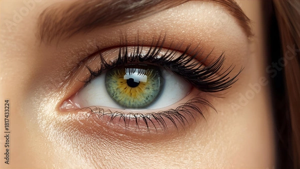 Obraz Close-Up of Heterochromia-Like Green and Hazel Eye with Long Lashes