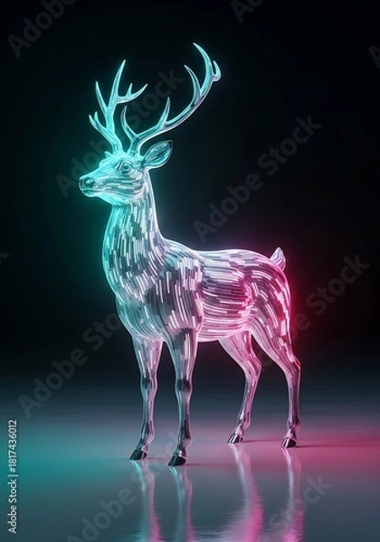 Obraz Luminous Stag Sculpture with Modern Aesthetic Against Dark Studio Backdrop