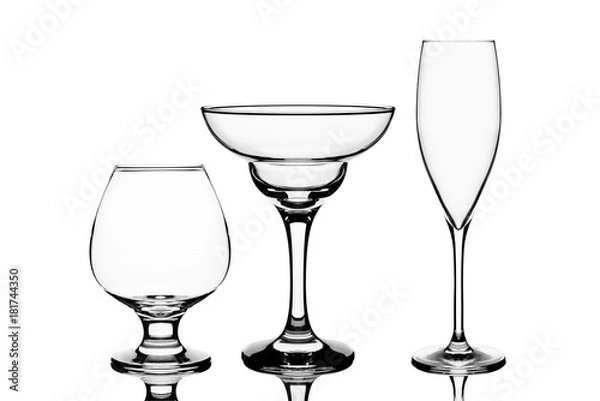 Fototapeta Three empty wine glasses