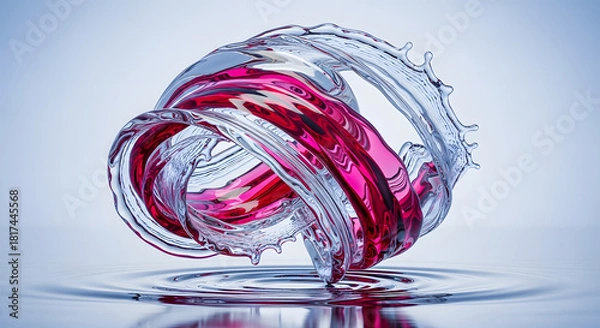 Fototapeta Abstract depiction of intertwined liquid streams displaying dynamic movement and vibrant chromatic contrasts creating