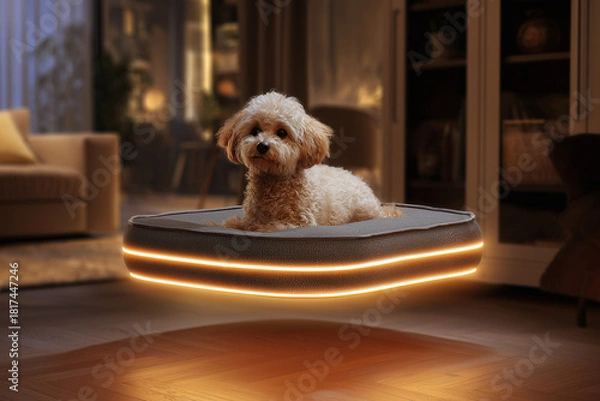 Obraz Floating Smart Dog Bed with Self-Heating Air Cushion