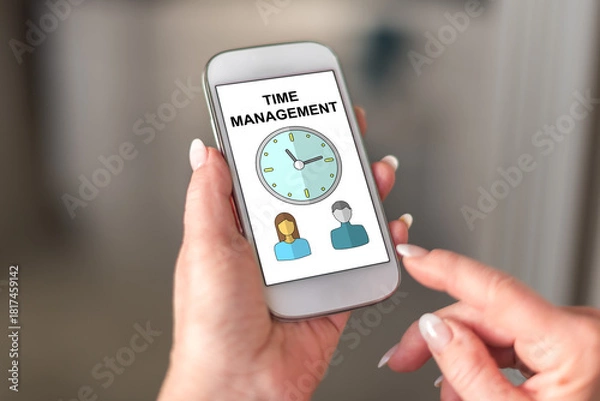 Fototapeta Time management concept on a smartphone