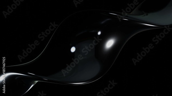 Obraz Glossy Black Wave Form on Dark Background