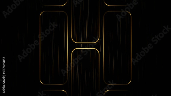 Obraz Gold Metal Square Lines on Black Background