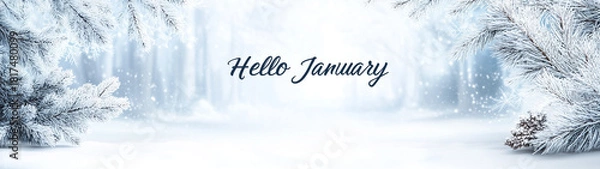 Obraz banner with winter background and words ‘Hello January