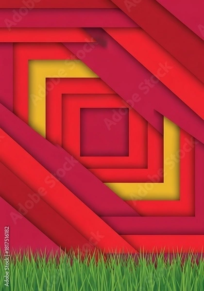 Obraz Vibrant geometric layers with a touch of natural green serenity element