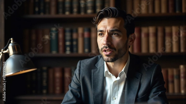 Obraz Focused Hispanic Educator Delivering Knowledge