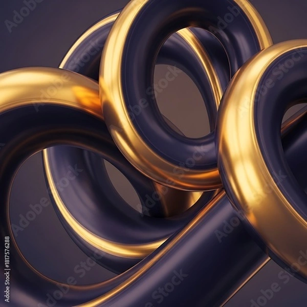 Fototapeta Elegant interplay of golden rings creating a visually engaging composition