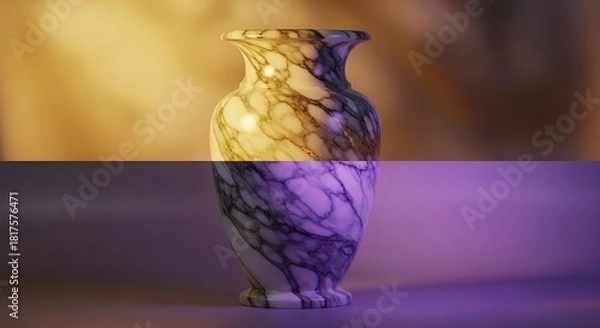 Fototapeta Elegant marble vase with dual lighting ambiance creating unique aesthetics