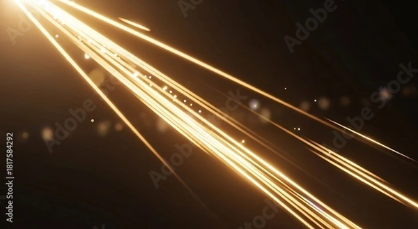 Fototapeta Streaks of luminous gold light illuminating a dark atmospheric abyss