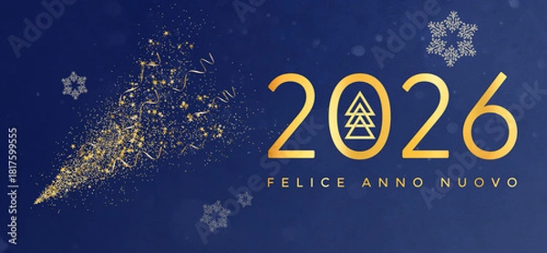Fototapeta Christmas card in italian . Happy New Year 2026. Felice Anno Nuovo