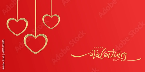 Obraz Valentine's day background red heart balloon style and happy valentine's day word with empty space