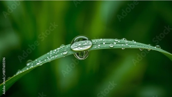 Fototapeta water drops on a grass 