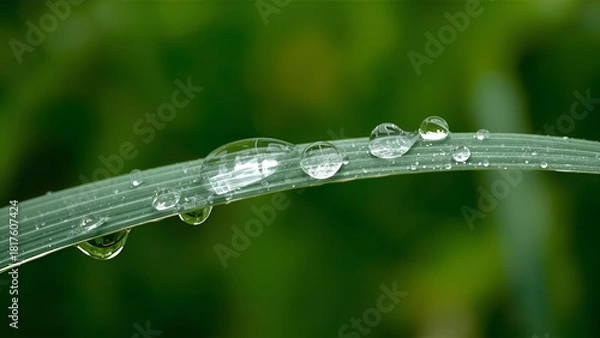 Fototapeta water drops on a grass 