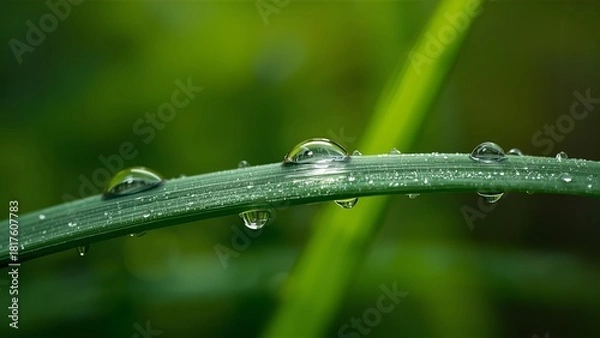 Fototapeta water drops on a grass 