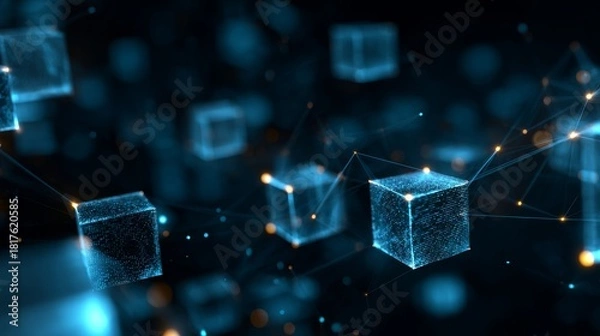 Obraz Digital background representing big data, with 3D cubes of data floating in space